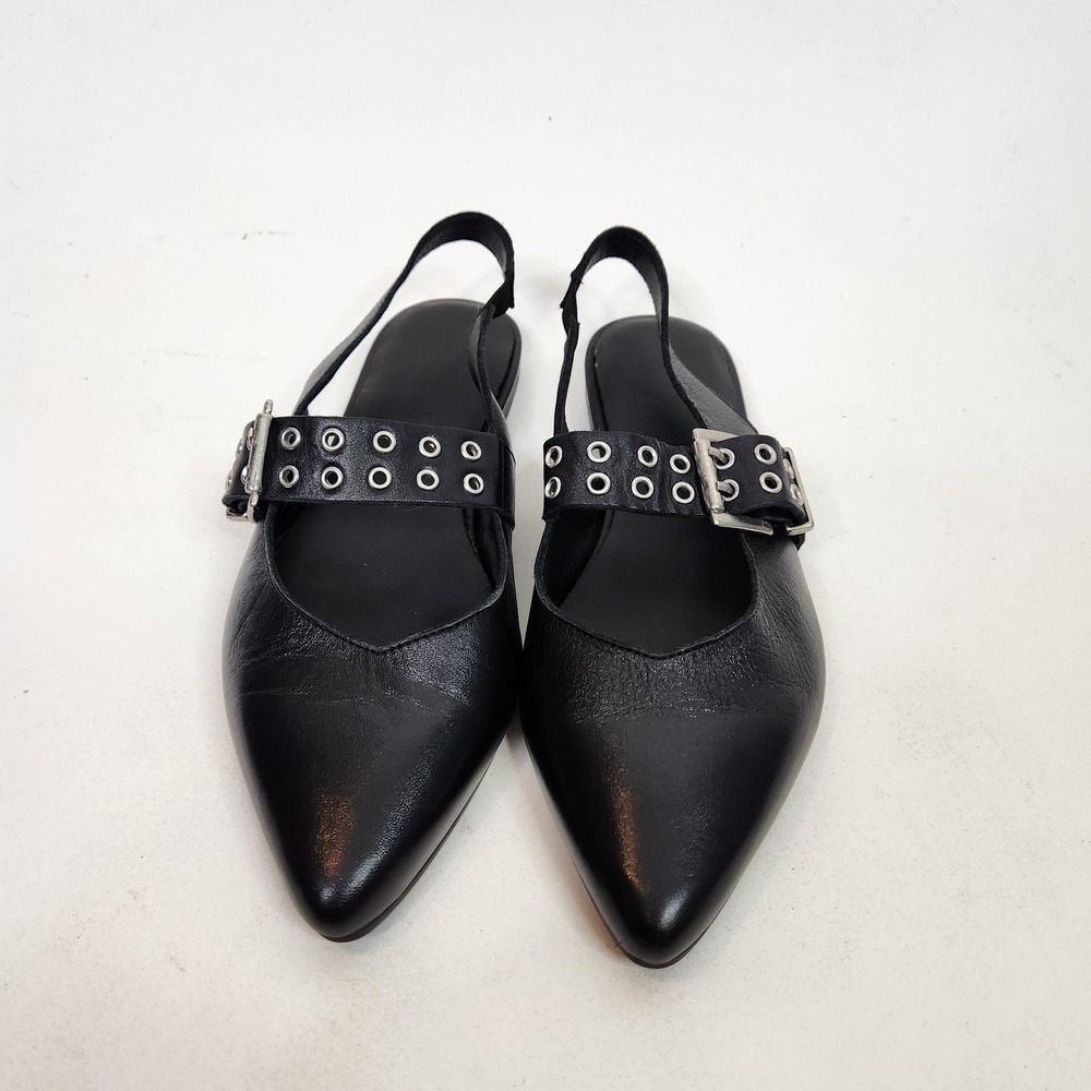 ANTONIO DE FARIA Carina Slingback Shoes Womens 8 39 EU Black Pointed Flats - Picture 3 of 10